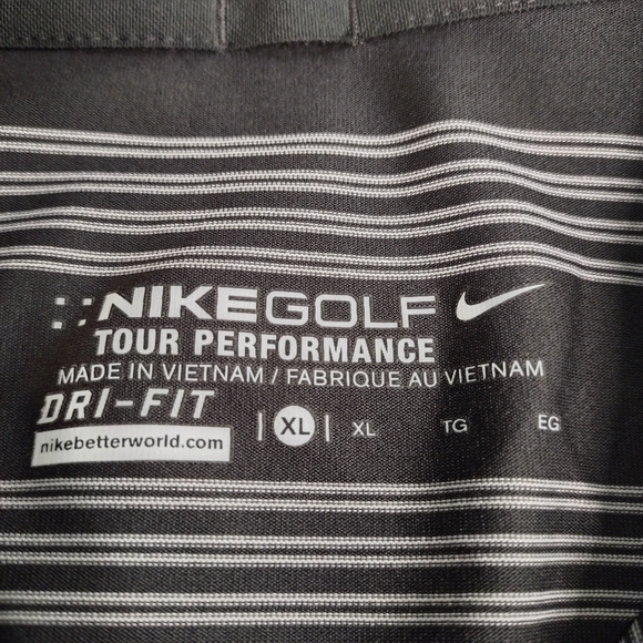 Nike Golf Men's Dri Fit Polo Shirt White Black Striped 1/4 Button Size XL - Picture 5 of 6